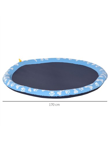 PawHut 170cm Splash Pad Sprinkler for Pets Dog Bath Pool Water Game Mat Toy Non-slip Outdoor Backyard Blue