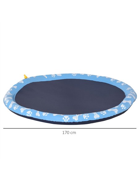 PawHut 170cm Splash Pad Sprinkler for Pets Dog Bath Pool Water Game Mat Toy Non-slip Outdoor Backyard Blue - pic 146272 | FastDaddyshop