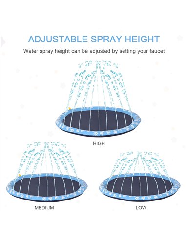 PawHut 170cm Splash Pad Sprinkler for Pets Dog Bath Pool Water Game Mat Toy Non-slip Outdoor Backyard Blue