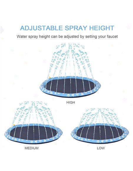 PawHut 170cm Splash Pad Sprinkler for Pets Dog Bath Pool Water Game Mat Toy Non-slip Outdoor Backyard Blue - pic 146275 | FastDaddyshop