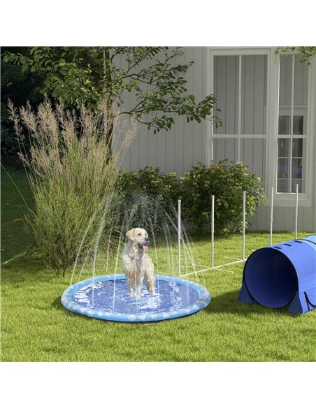 PawHut 170cm Splash Pad Sprinkler for Pets Dog Bath Pool Water Game Mat Toy Non-slip Outdoor Backyard Blue - pic 146278 | FastDaddyshop