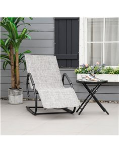 Outsunny Texteline Outdoor Sun Lounger with Headrest, Grey 2