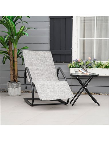 Outsunny Texteline Outdoor Sun Lounger with Headrest, Grey