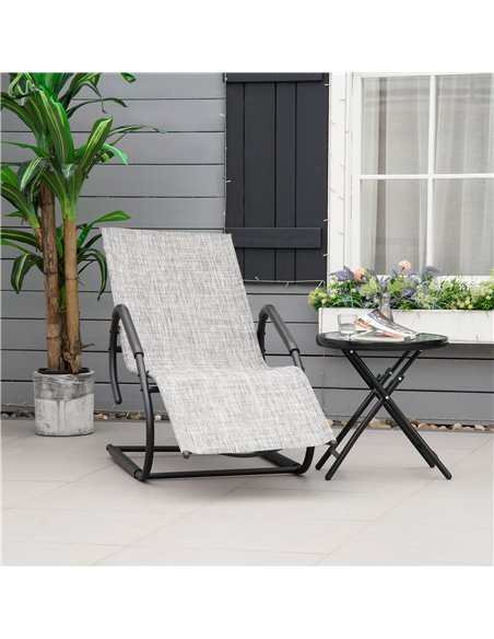 Outsunny Texteline Outdoor Sun Lounger with Headrest, Grey - pic 14629 | FastDaddyshop