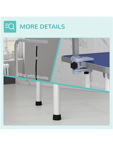 PawHut 32" Foldable Dog Grooming Table Pet Drying Beauty Table Adjustable Fixed Arm Rubber Top, Blue
