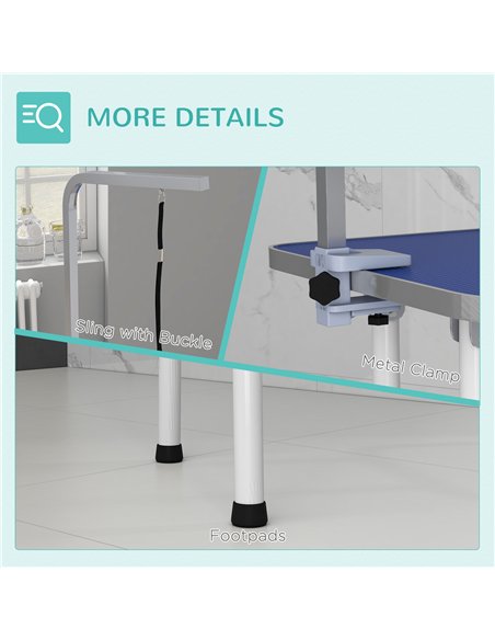 PawHut 32" Foldable Dog Grooming Table Pet Drying Beauty Table Adjustable Fixed Arm Rubber Top, Blue - pic 146295 | FastDaddyshop