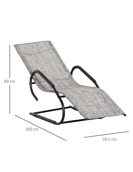 Outsunny Texteline Outdoor Sun Lounger with Headrest, Grey - pic 14630 | FastDaddyshop