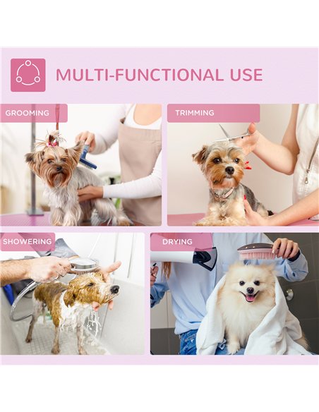 PawHut 32" Foldable Dog Grooming Table Pet Drying Beauty Table Adjustable Fixed Arm Rubber Top, Pink - pic 146303 | FastDaddyshop