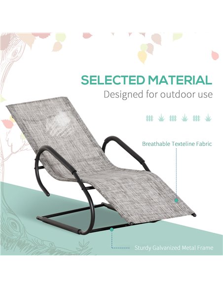 Outsunny Texteline Outdoor Sun Lounger with Headrest, Grey - pic 14631 | FastDaddyshop
