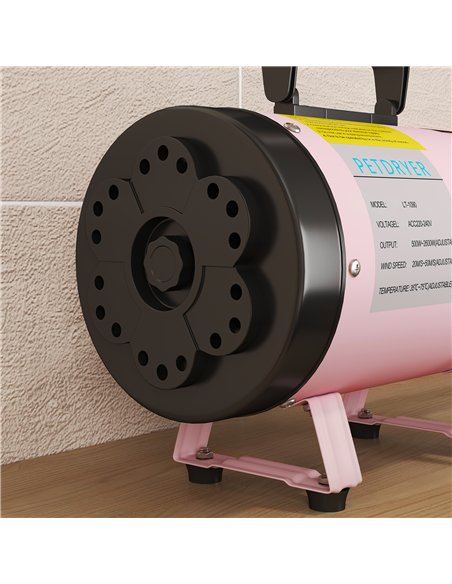 PawHut 2200W Dog Hair Dryer with Adjustable Temperature & Velocity, 3 Different Nozzles, Pink - pic 146323 | FastDaddyshop