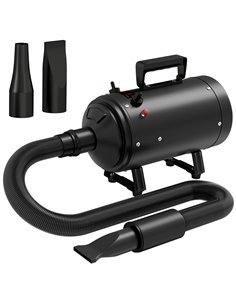 PawHut 2200W Dog Hair Dryer with Adjustable Temperature & Velocity, 3 Different Nozzles, Black