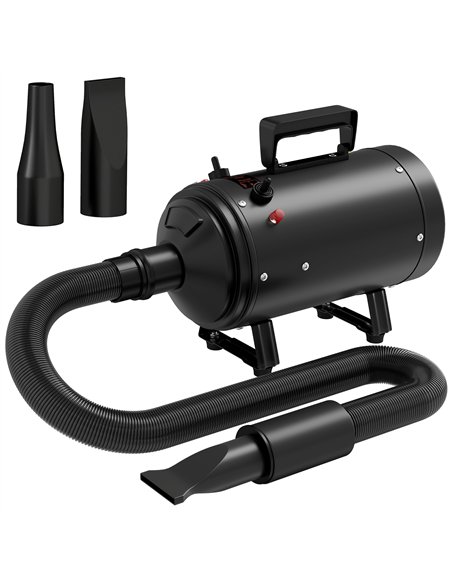 PawHut 2200W Dog Hair Dryer with Adjustable Temperature & Velocity, 3 Different Nozzles, Black - pic 146324 | FastDaddyshop