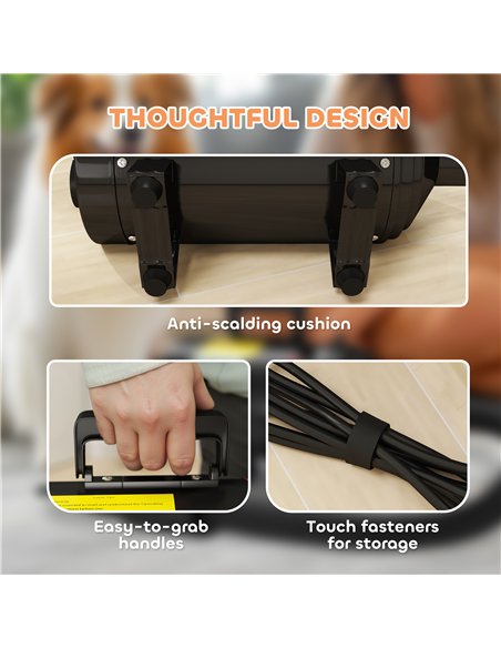 PawHut 2200W Dog Hair Dryer with Adjustable Temperature & Velocity, 3 Different Nozzles, Black - pic 146331 | FastDaddyshop
