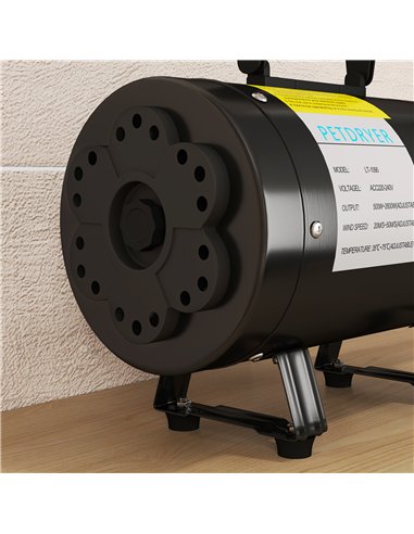 PawHut 2200W Dog Hair Dryer with Adjustable Temperature & Velocity, 3 Different Nozzles, Black