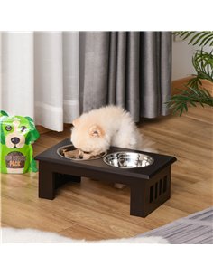 PawHut Raised Dog Feeding Bowls with Stand, Stainless Steel for Medium Dog, 58L x 31W x 25H cm - Brown 2
