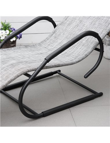 Outsunny Outdoor Sun Lounger Outsunny Texteline Outdoor Sun Lounger with Headrest, Grey