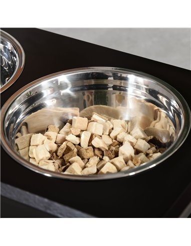 PawHut Raised Dog Feeding Bowls with Stand, Stainless Steel for Medium Dog, 58L x 31W x 25H cm - Brown
