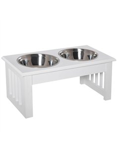 PawHut Raised Dog Feeding Bowls with Stand, Stainless Steel for  Extra Small and Small Dog, 44L x 24W x 15H cm - White