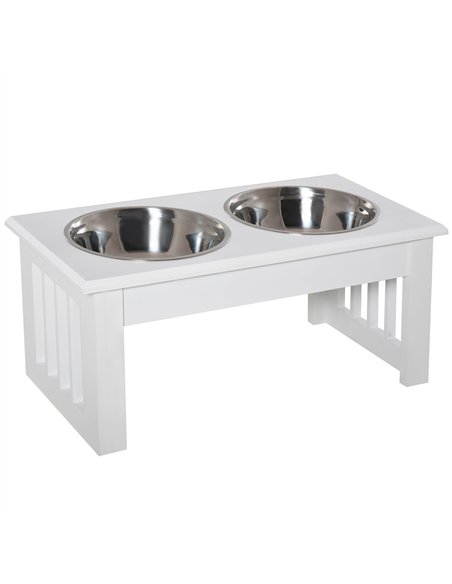 PawHut Raised Dog Feeding Bowls with Stand, Stainless Steel for  Extra Small and Small Dog, 44L x 24W x 15H cm - White - pic 146351 | FastDaddyshop
