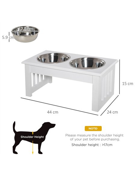 PawHut Raised Dog Feeding Bowls with Stand, Stainless Steel for  Extra Small and Small Dog, 44L x 24W x 15H cm - White - pic 146353 | FastDaddyshop