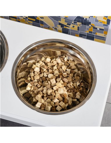 PawHut Raised Dog Feeding Bowls with Stand, Stainless Steel for  Extra Small and Small Dog, 44L x 24W x 15H cm - White