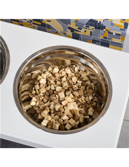 PawHut Raised Dog Feeding Bowls with Stand, Stainless Steel for  Extra Small and Small Dog, 44L x 24W x 15H cm - White - pic 146357 | FastDaddyshop
