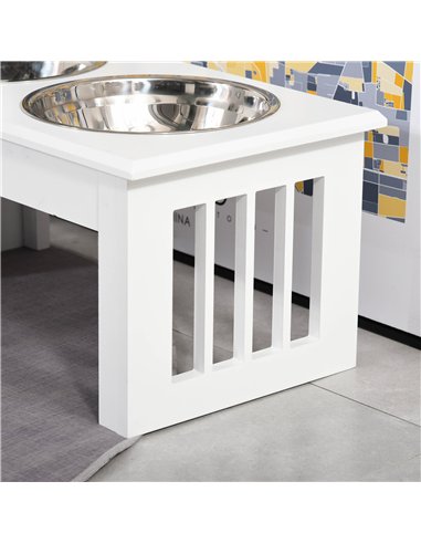 PawHut Raised Dog Feeding Bowls with Stand, Stainless Steel for  Extra Small and Small Dog, 44L x 24W x 15H cm - White