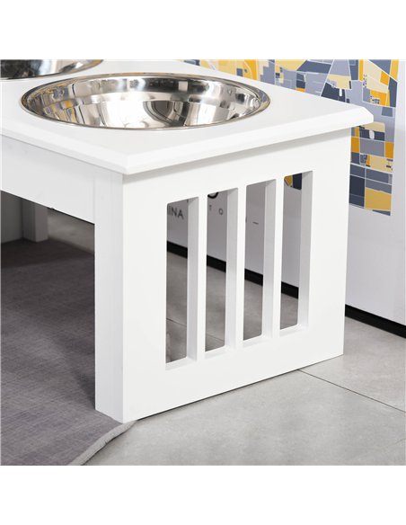 PawHut Raised Dog Feeding Bowls with Stand, Stainless Steel for  Extra Small and Small Dog, 44L x 24W x 15H cm - White - pic 146358 | FastDaddyshop