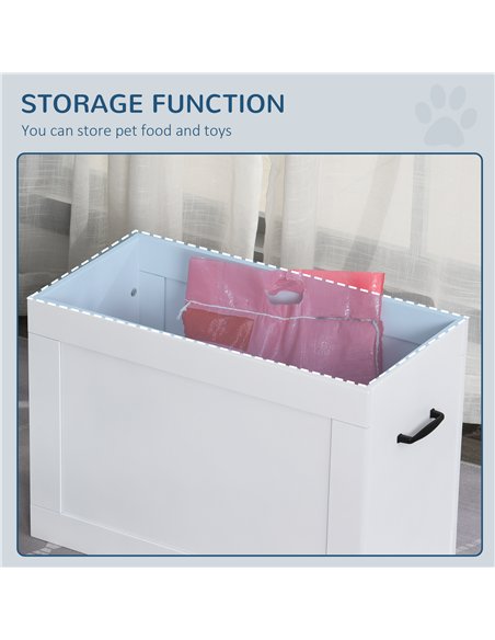 PawHut Raised Dog Bowls, with Storage, Two Stainless Steel Bowls, Elevated Base - White - pic 146367 | FastDaddyshop