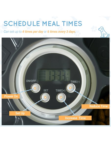 PawHut Automatic Pet Dog Cat Feeder w/ Digital Timer Six-Meal Food Dispenser - pic 146372 | FastDaddyshop