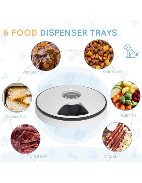 PawHut Automatic Pet Dog Cat Feeder w/ Digital Timer Six-Meal Food Dispenser - pic 146374 | FastDaddyshop