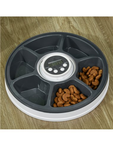 PawHut Automatic Pet Dog Cat Feeder w/ Digital Timer Six-Meal Food Dispenser