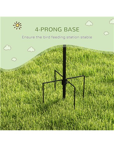 Pawhut Bird Feeding Station Kit, Wild Bird Feeder Pole with 6 Hooks, 4 Hanging Feeders for Peanuts, Seed, Fat Balls, for Garden,
