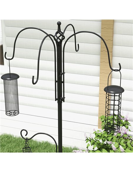Pawhut Bird Feeding Station Kit, Wild Bird Feeder Pole with 6 Hooks, 4 Hanging Feeders for Peanuts, Seed, Fat Balls, for Garden, - pic 146384 | FastDaddyshop