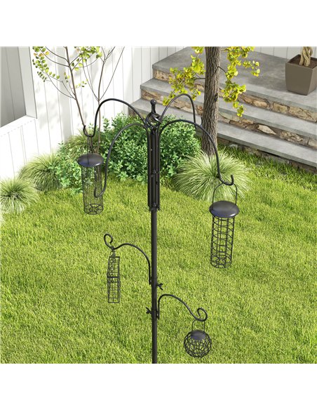 Pawhut Bird Feeding Station Kit, Wild Bird Feeder Pole with 6 Hooks, 4 Hanging Feeders for Peanuts, Seed, Fat Balls, for Garden, - pic 146386 | FastDaddyshop