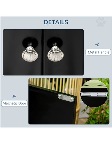 PawHut Raised Pet Feeder, with Two Bowls, Storage - Black