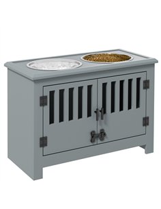 PawHut Raised Dog Bowls, Pet Feeding Station, with Storage, Food and Water Bowls, for Large Dogs - Grey