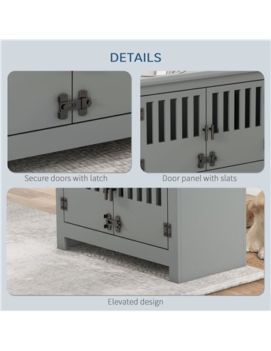 PawHut Raised Dog Bowls, Pet Feeding Station, with Storage, Food and Water Bowls, for Large Dogs - Grey
