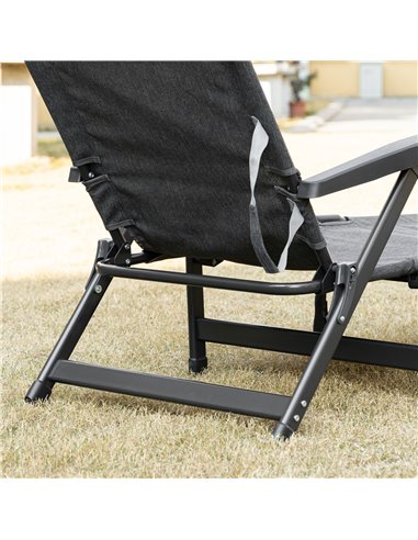 Outsunny Folding Sun Lounger, Mesh Fabric Chaise Lounge Chair, 7-Reclining Position Sleeping Bed w/ Pillow & Cup Holder for Deck