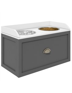 PawHut Stainless Steel Raised Dog Bowls, with 21L Storage Drawer for Large Dogs - Grey