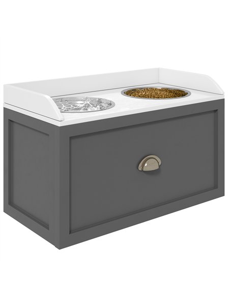 PawHut Stainless Steel Raised Dog Bowls, with 21L Storage Drawer for Large Dogs - Grey - pic 146432 | FastDaddyshop