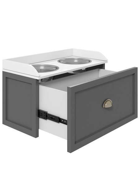 PawHut Stainless Steel Raised Dog Bowls, with 21L Storage Drawer for Large Dogs - Grey - pic 146438 | FastDaddyshop