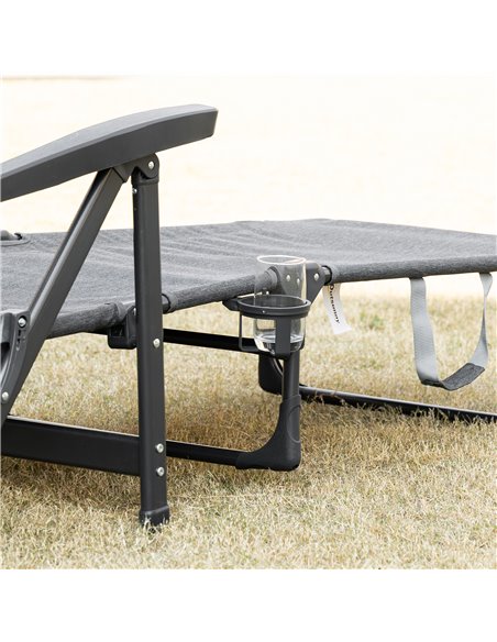 Outsunny Folding Sun Lounger, Mesh Fabric Chaise Lounge Chair, 7-Reclining Position Sleeping Bed w/ Pillow & Cup Holder for Deck - pic 14644 | FastDaddyshop