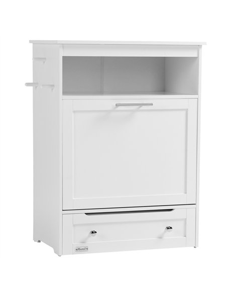 PawHut Pet Feeder Station, Dog, Cat Storage Container, with Raised Bowls, Hanger, Cabinet - White - pic 146456 | FastDaddyshop