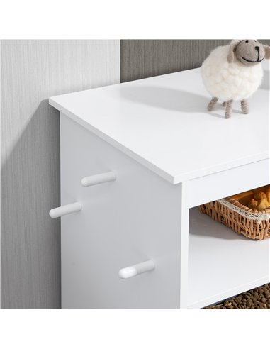 PawHut Pet Feeder Station, Dog, Cat Storage Container, with Raised Bowls, Hanger, Cabinet - White