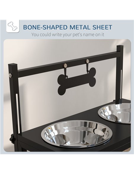 PawHut Dog Bowls with Stand, Adjustable Height Elevated Dog Bows for Small Medium Large Dogs - Black - pic 146462 | FastDaddyshop