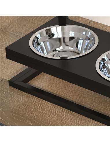 PawHut Dog Bowls with Stand, Adjustable Height Elevated Dog Bows for Small Medium Large Dogs - Black