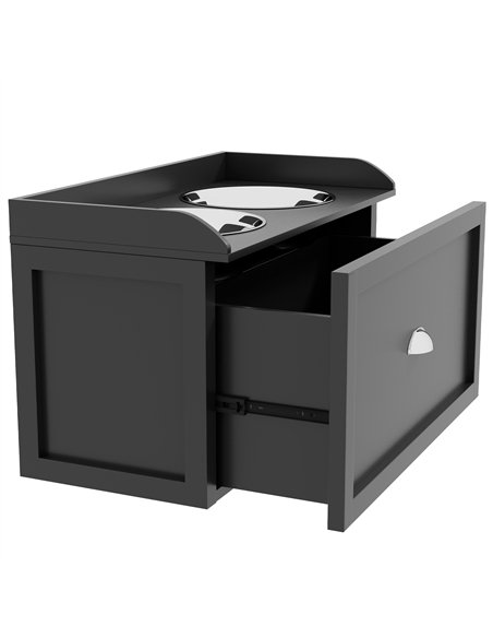 PawHut Stainless Steel Raised Dog Bowls, with 21L Storage Drawer for Large Dogs and Cats - Black - pic 146474 | FastDaddyshop
