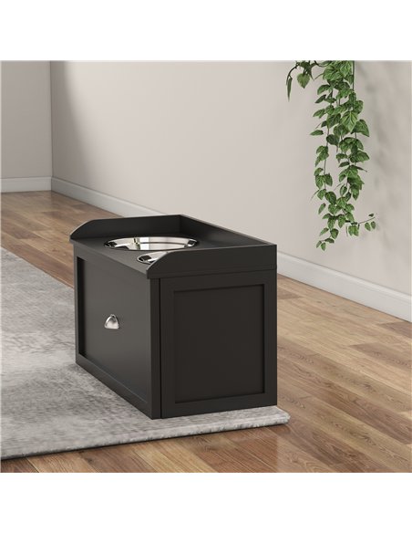 PawHut Stainless Steel Raised Dog Bowls, with 21L Storage Drawer for Large Dogs and Cats - Black - pic 146475 | FastDaddyshop