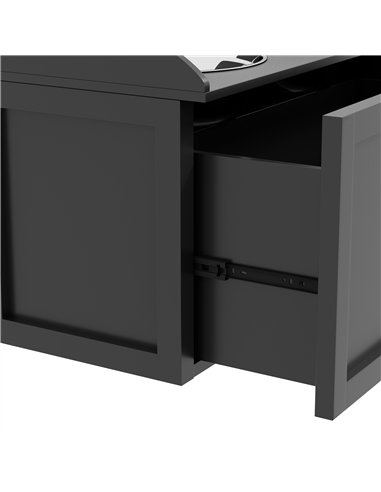 PawHut Stainless Steel Raised Dog Bowls, with 21L Storage Drawer for Large Dogs and Cats - Black
